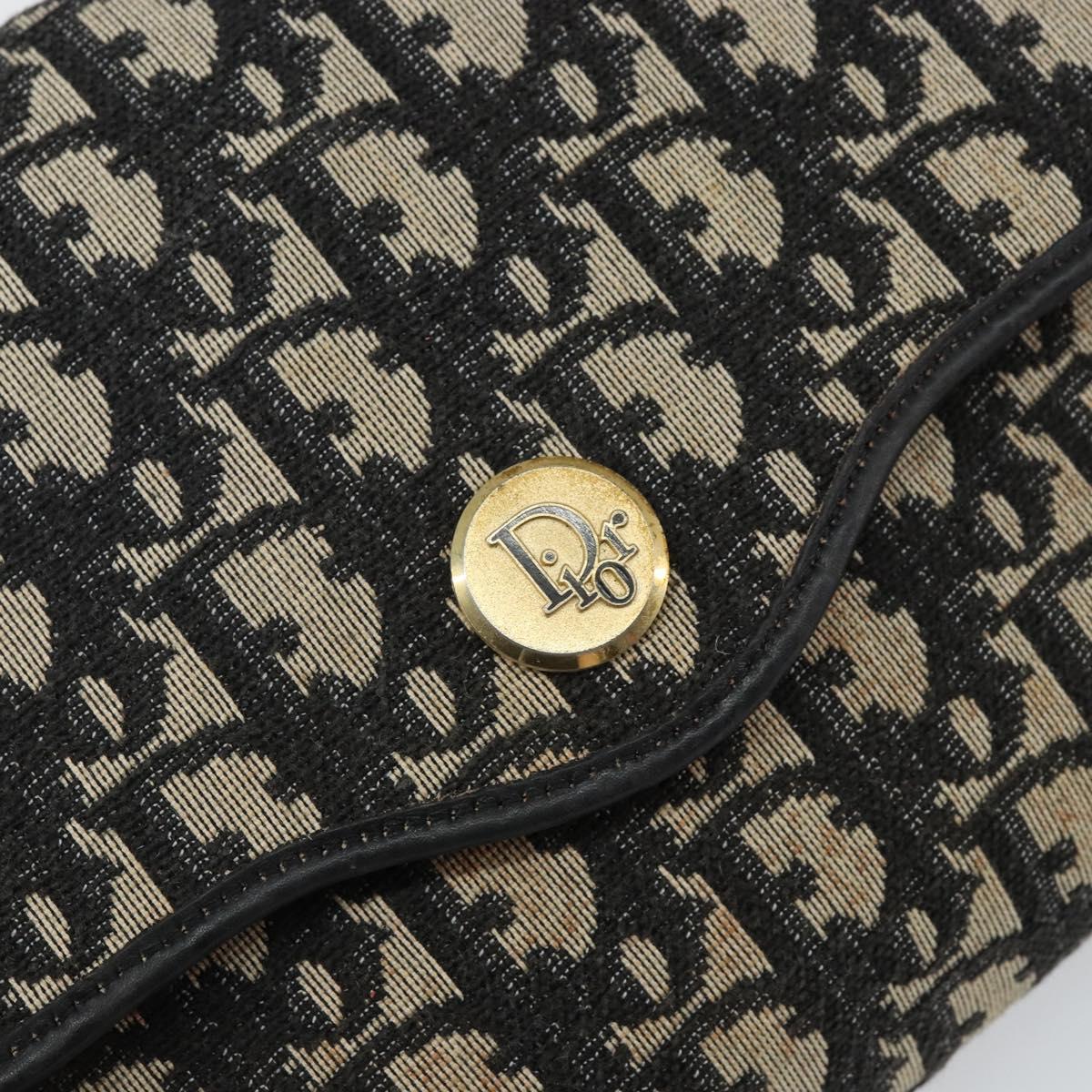 Christian Dior Trotter Canvas Shoulder Bag Navy Gold Auth 143589