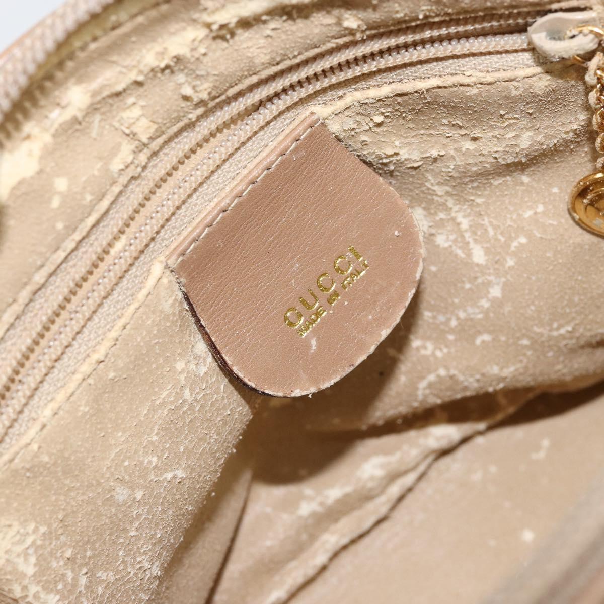 GUCCI Bamboo Hand Bag Leather 2way Beige Gold 007 2865 0231 Auth 143591