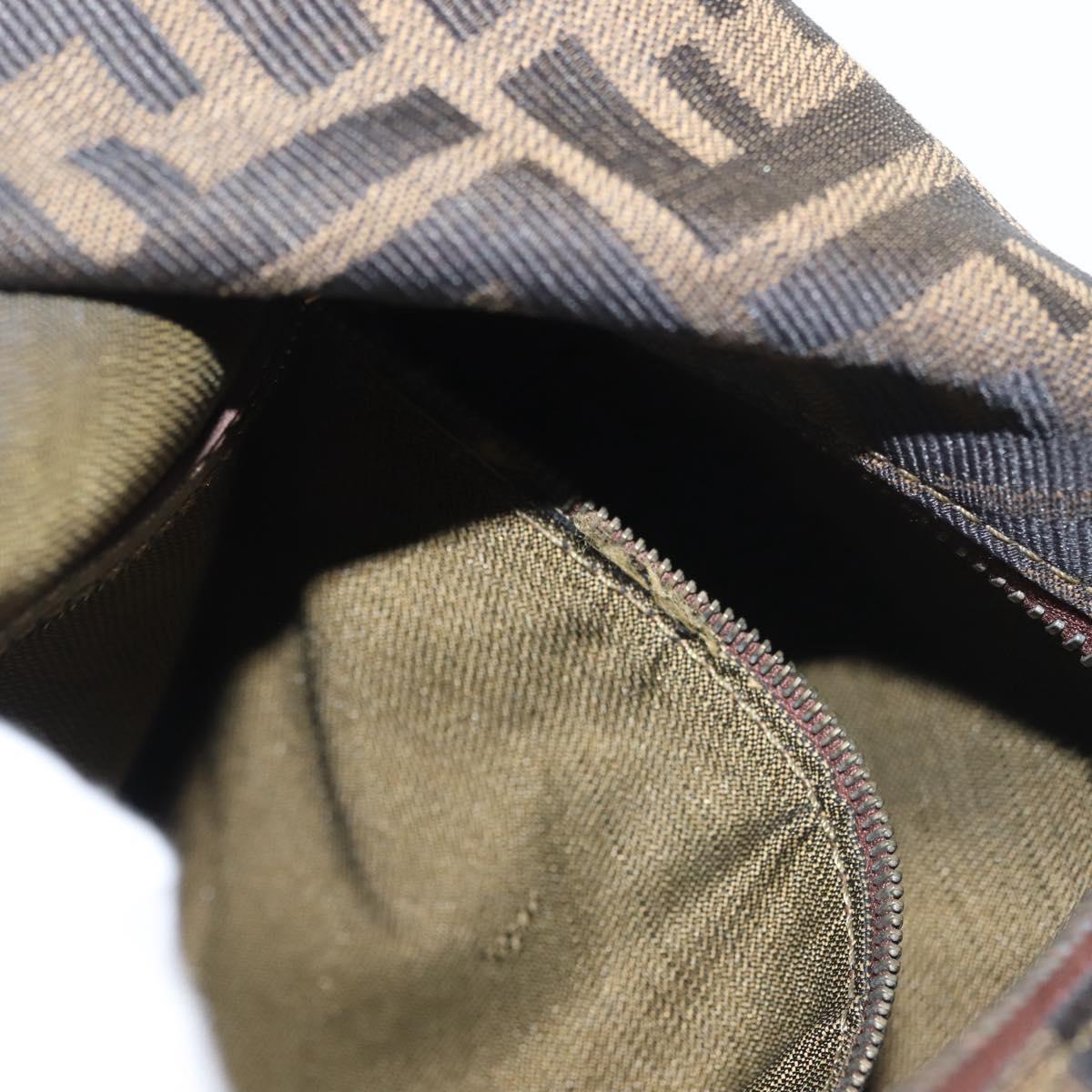FENDI Zucca Canvas Shoulder Bag Black Brown Auth 143594