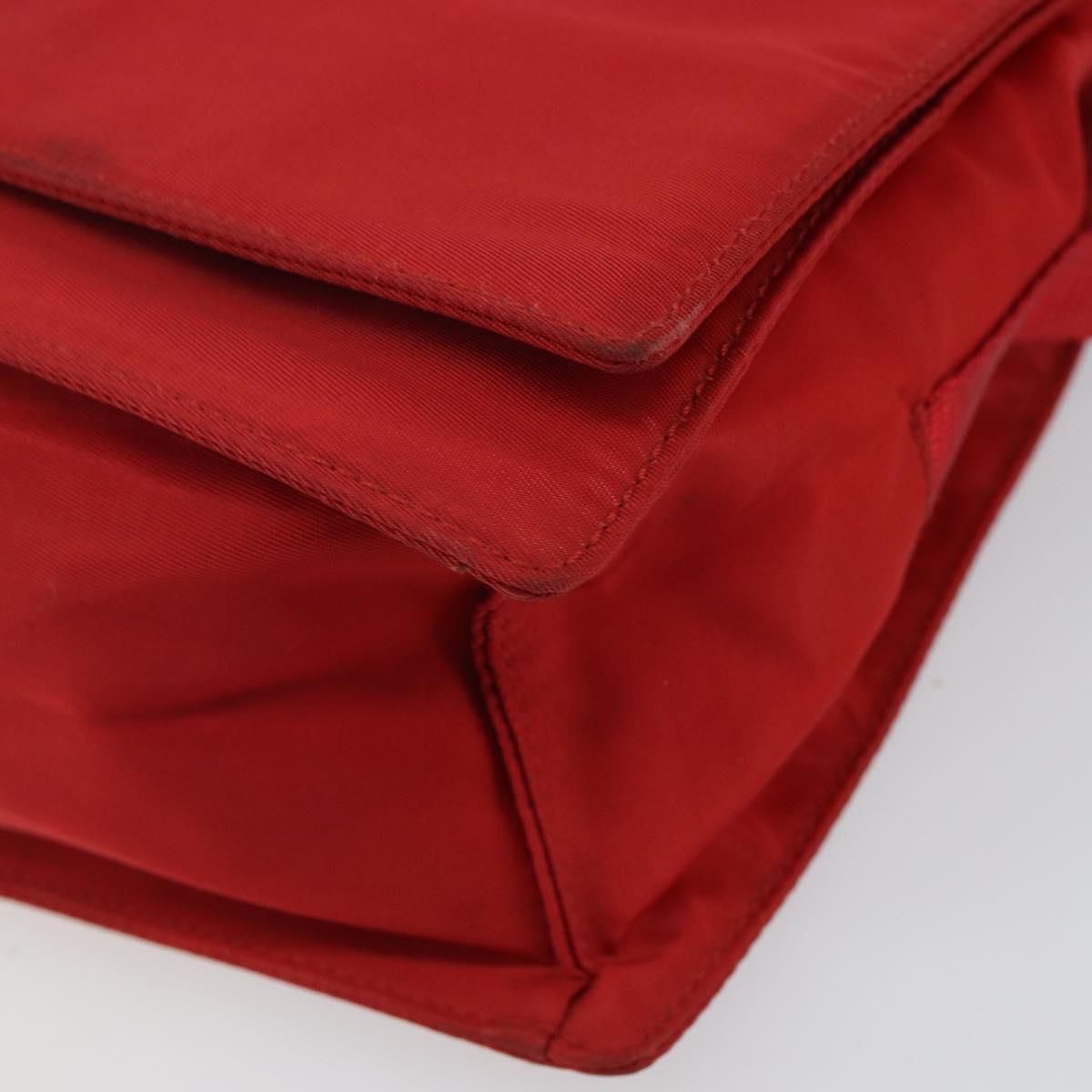 PRADA Shoulder Bag Nylon Red Silver Auth 143596