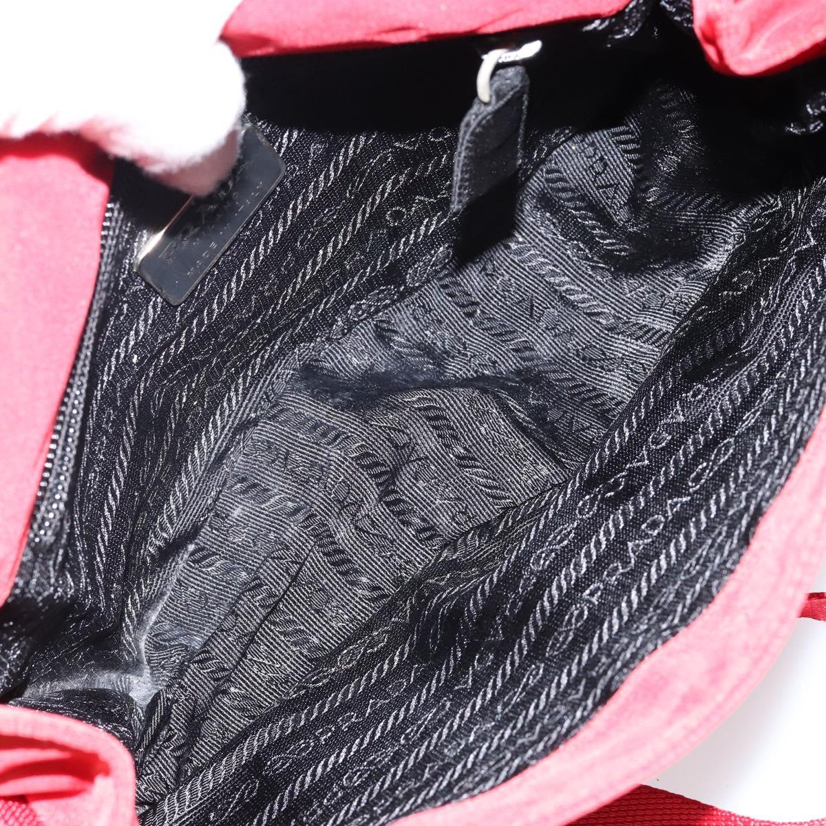 PRADA Shoulder Bag Nylon Red Silver Auth 143596