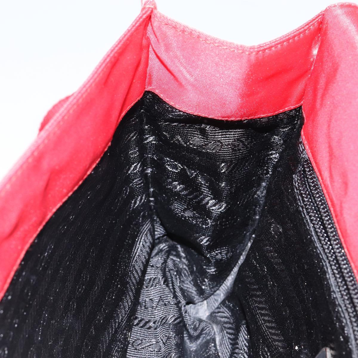 PRADA Shoulder Bag Nylon Red Silver Auth 143596