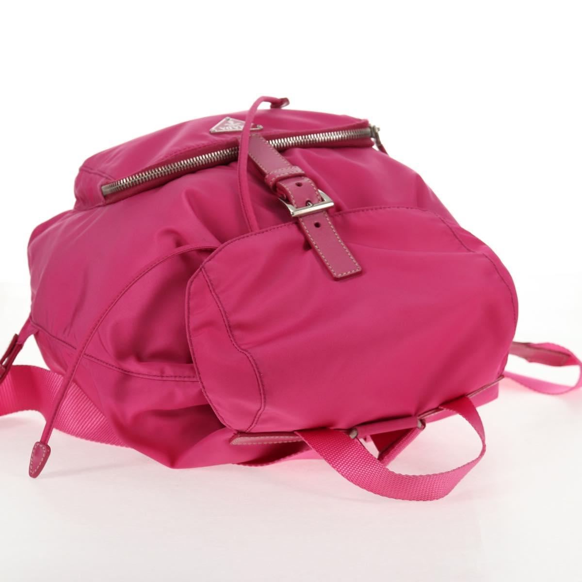 PRADA Backpack Nylon Pink Silver Auth 143599V