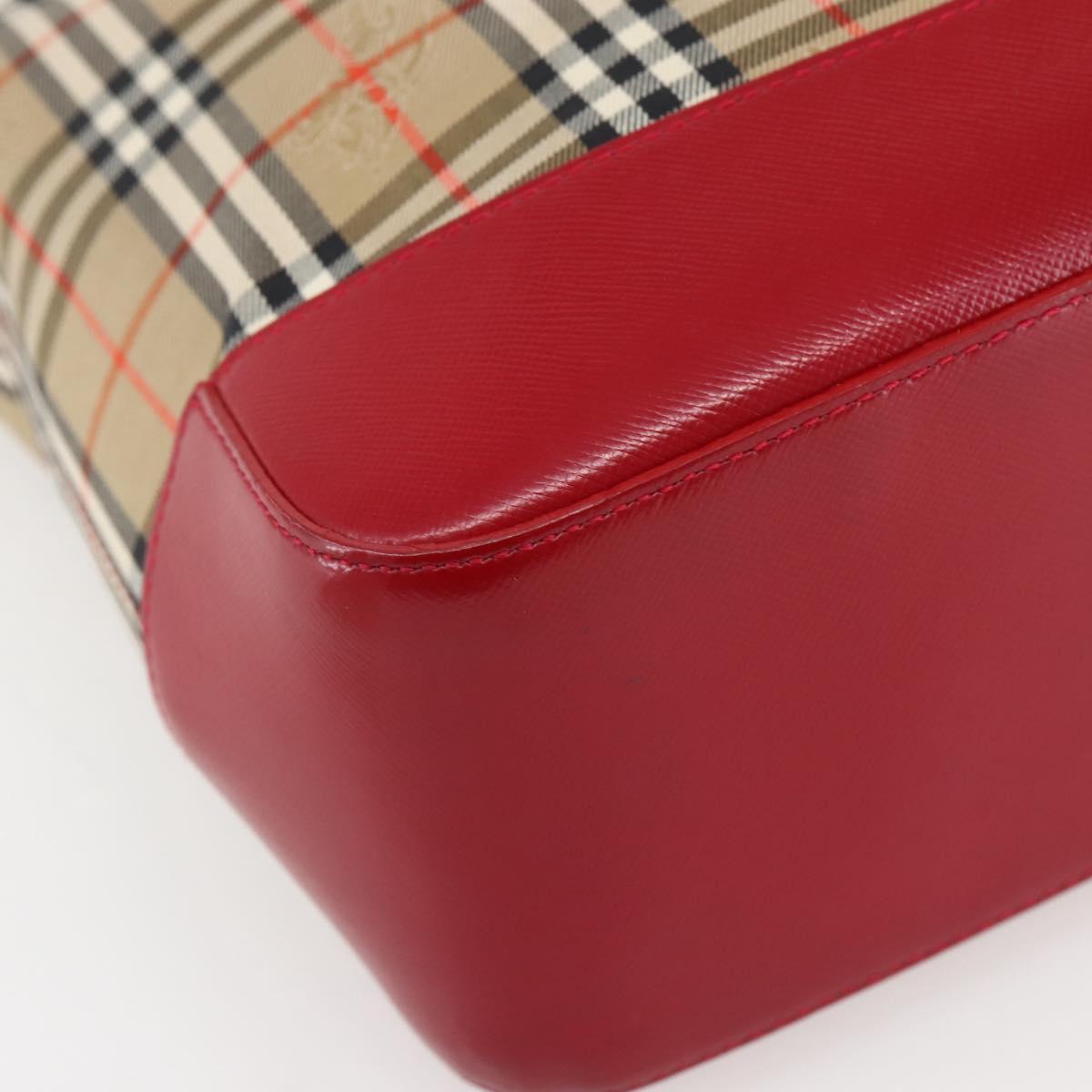 Burberrys Nova Check Tote Bag Canvas Leather Beige Gold Auth 143601