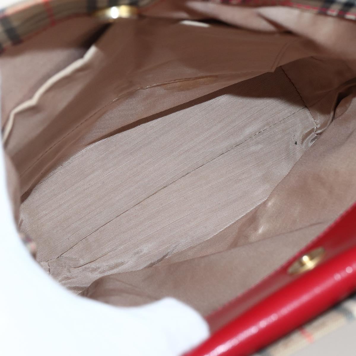 Burberrys Nova Check Tote Bag Canvas Leather Beige Gold Auth 143601