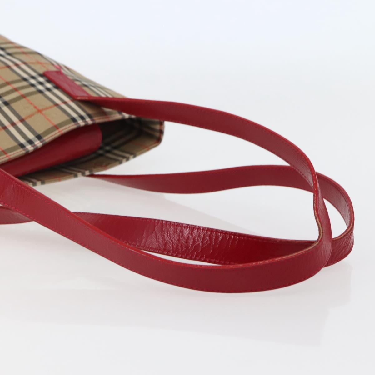 Burberrys Nova Check Tote Bag Canvas Leather Beige Gold Auth 143601