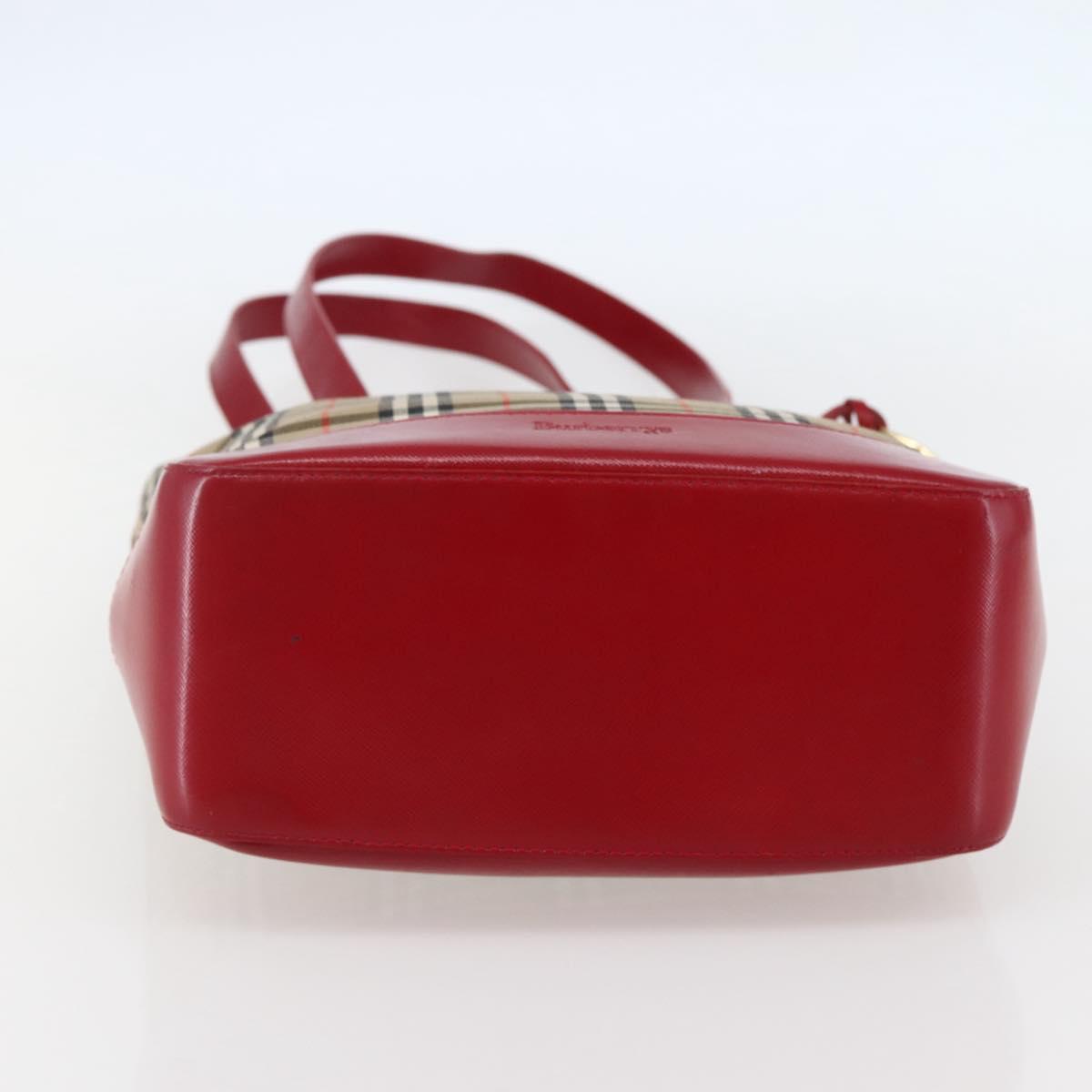 Burberrys Nova Check Tote Bag Canvas Leather Beige Gold Auth 143601