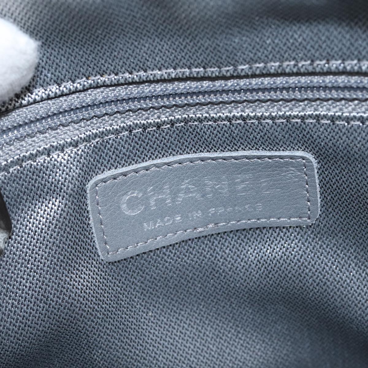 CHANEL Mademoiselle Chain Shoulder Bag Leather Silver Light green CC Auth 143605