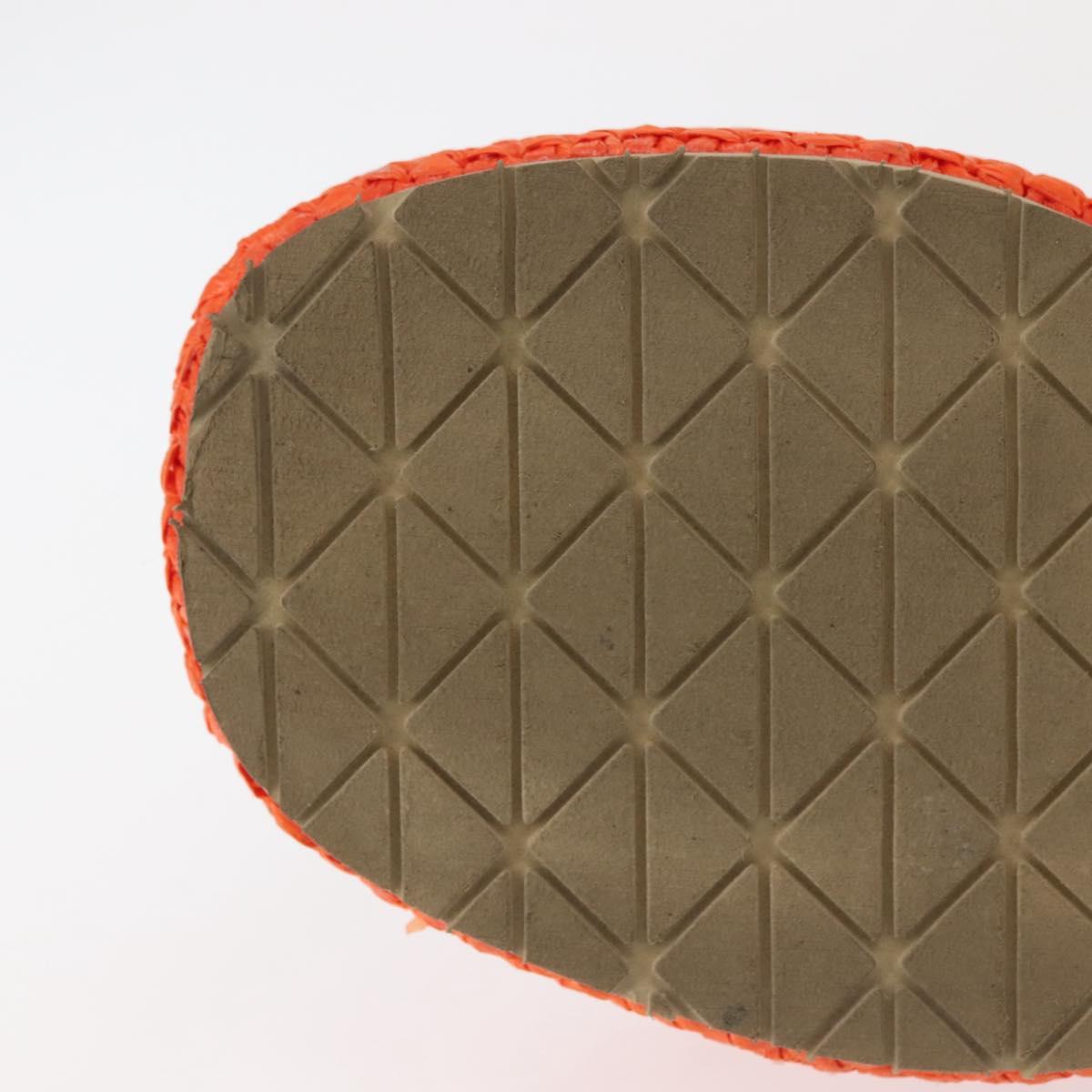 PRADA Flat Form Sandals Raffia Orange Auth 143606