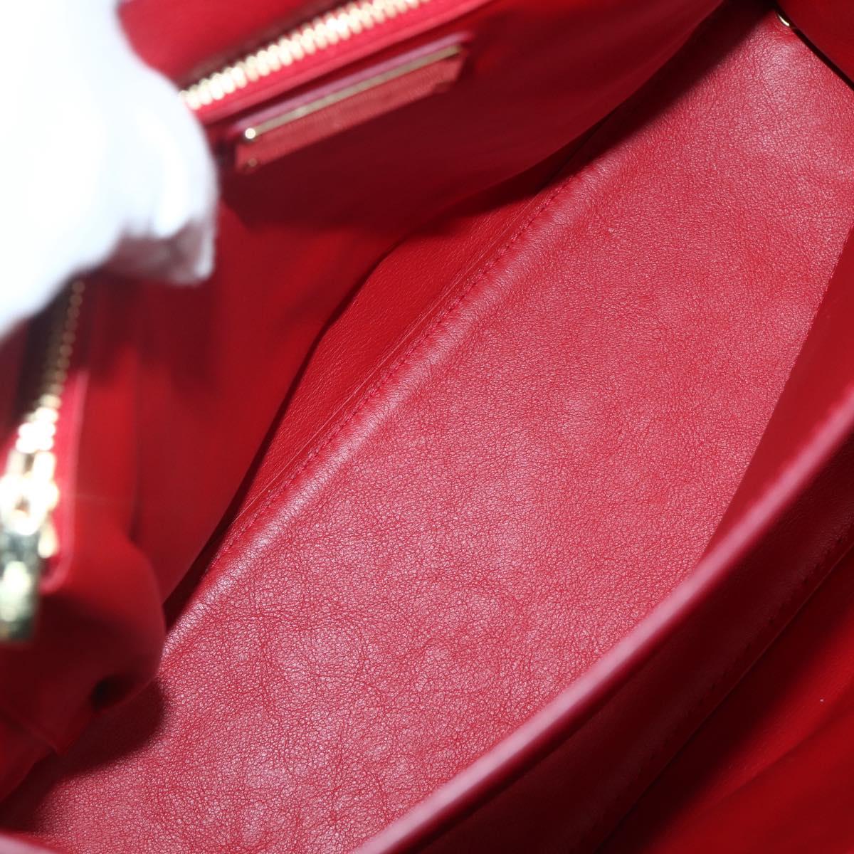 Salvatore Ferragamo Gancini Hand Bag Leather 2way Red Gold Auth 143649V