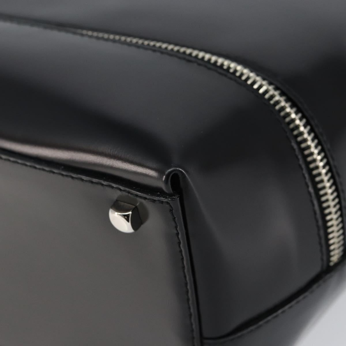 Salvatore Ferragamo Gancini Hand Bag Leather Black Silver Auth 143654V