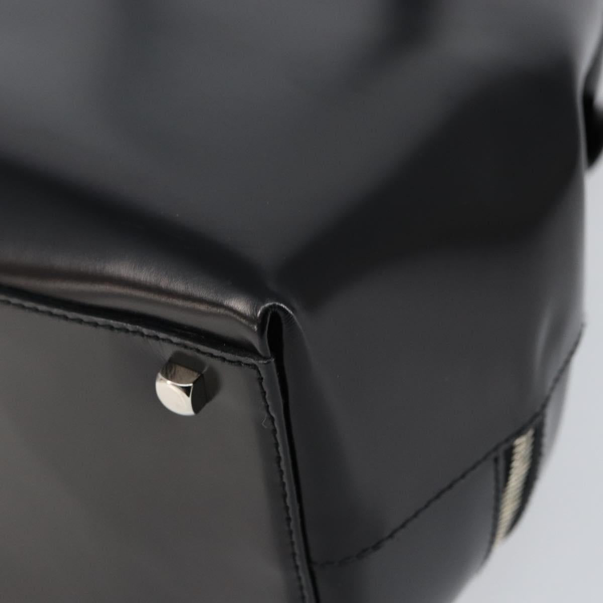 Salvatore Ferragamo Gancini Hand Bag Leather Black Silver Auth 143654V