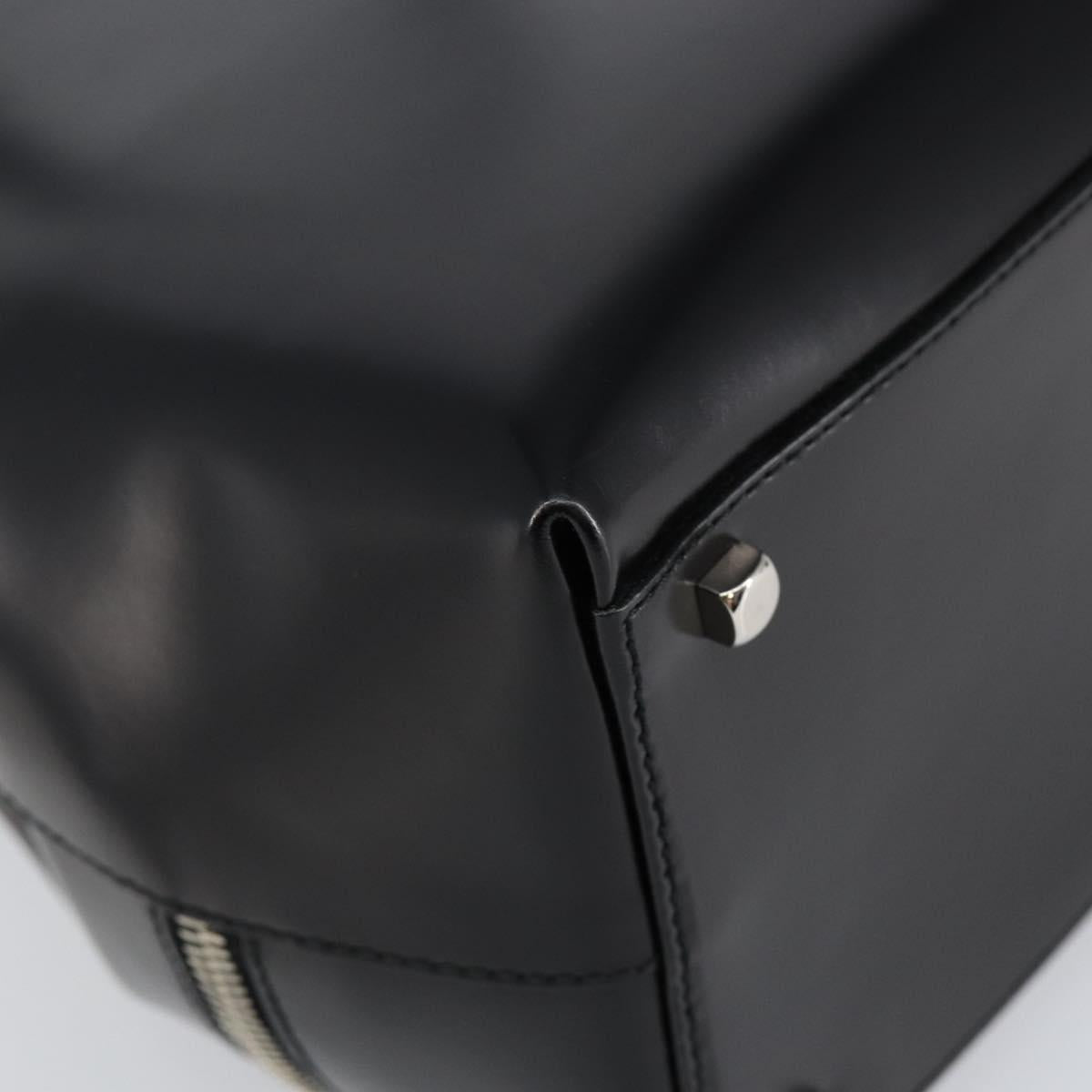 Salvatore Ferragamo Gancini Hand Bag Leather Black Silver Auth 143654V