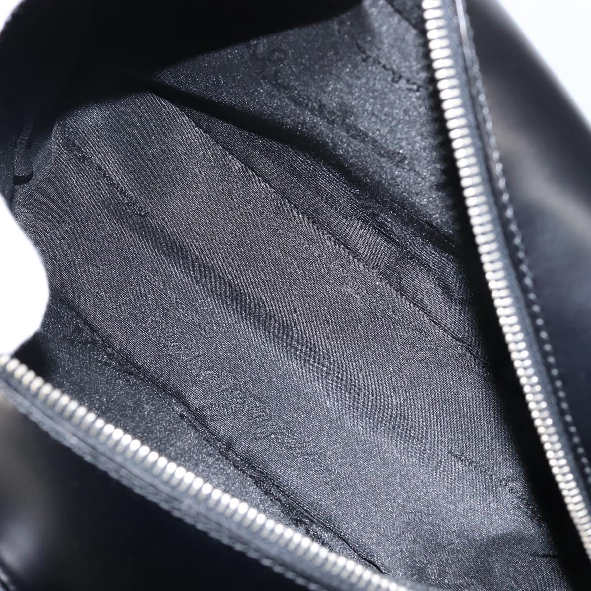 Salvatore Ferragamo Gancini Hand Bag Leather Black Silver Auth 143654V