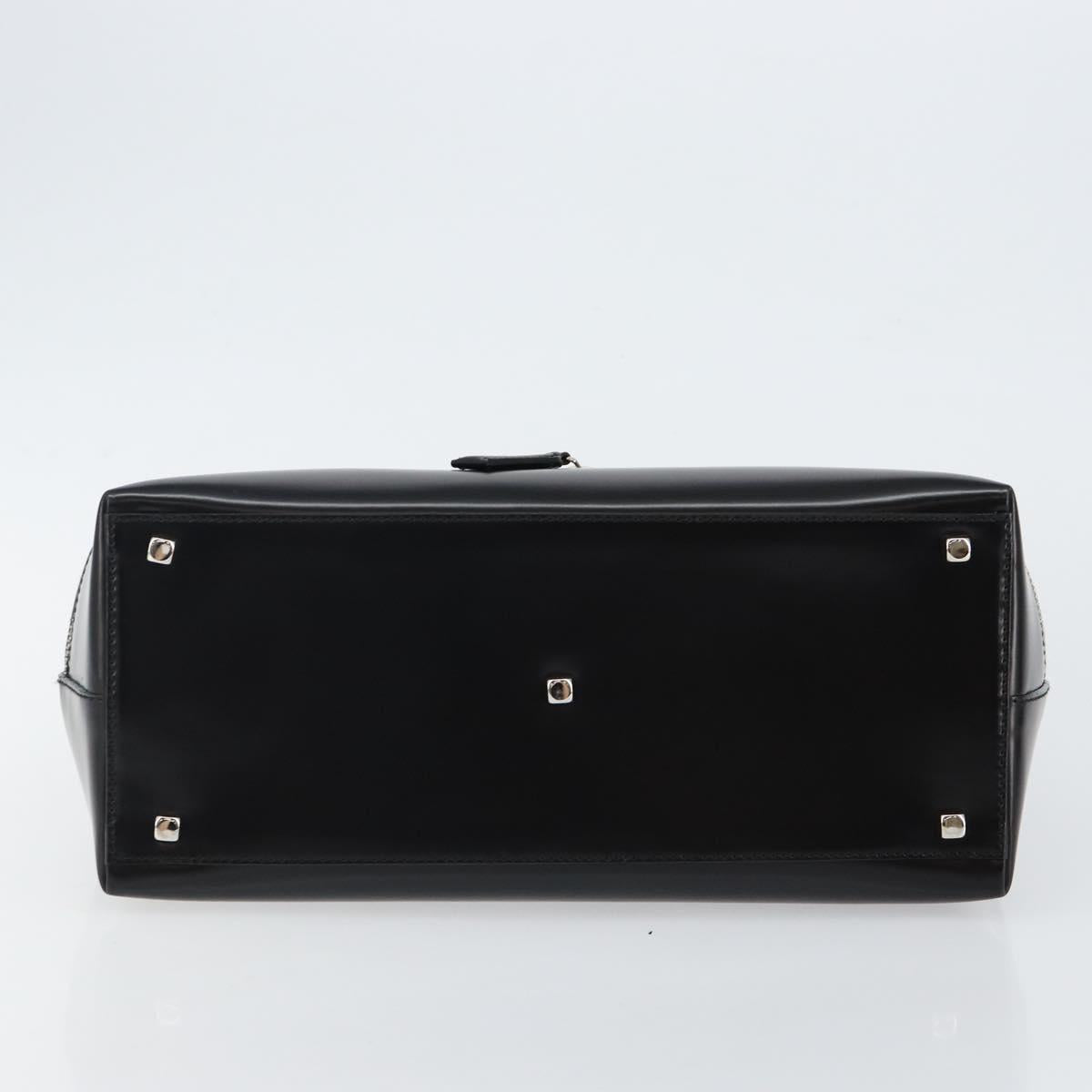 Salvatore Ferragamo Gancini Hand Bag Leather Black Silver Auth 143654V