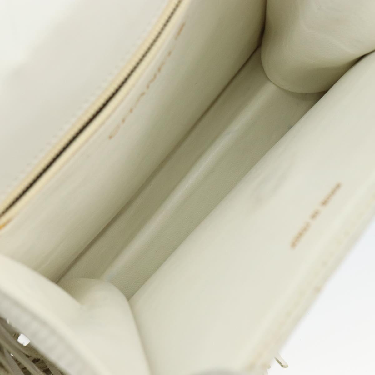 CHANEL V Stitch Shoulder Bag Lamb Skin White Gold CC Auth 143656