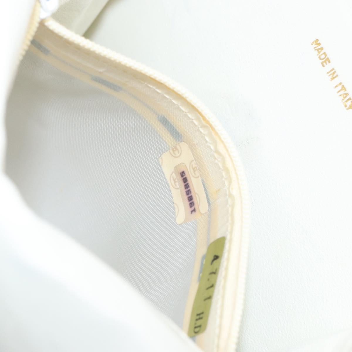 CHANEL V Stitch Shoulder Bag Lamb Skin White Gold CC Auth 143656