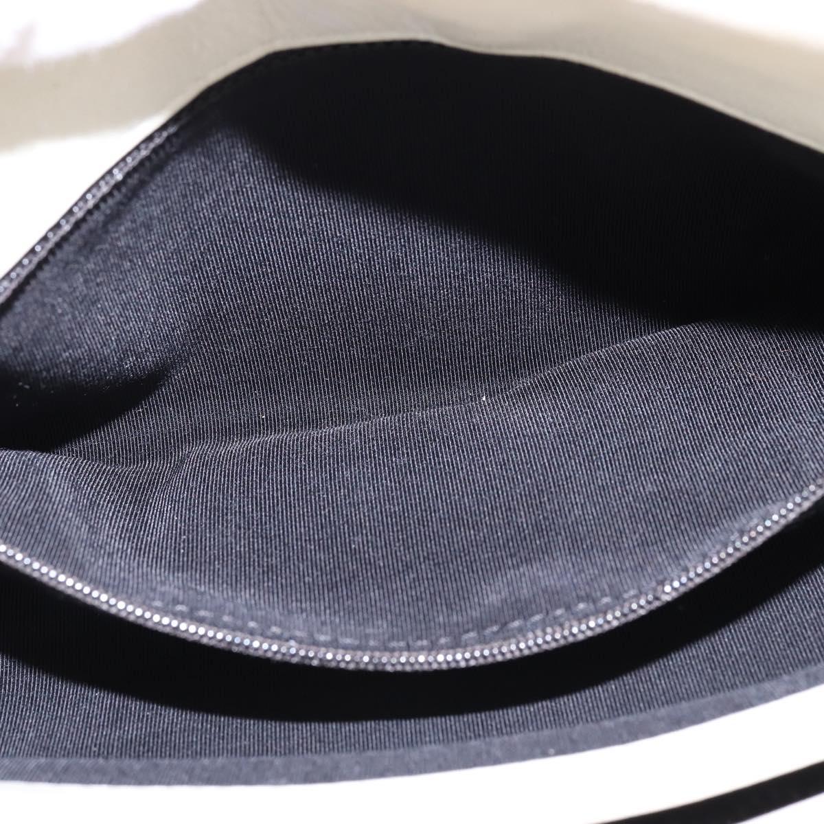 CHANEL Chain Shoulder Bag Enamel Cream Silver CC Auth 143658