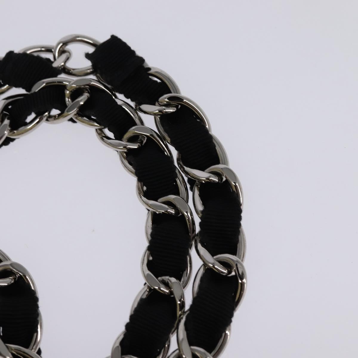 CHANEL Chain Shoulder Bag Enamel Cream Silver CC Auth 143658