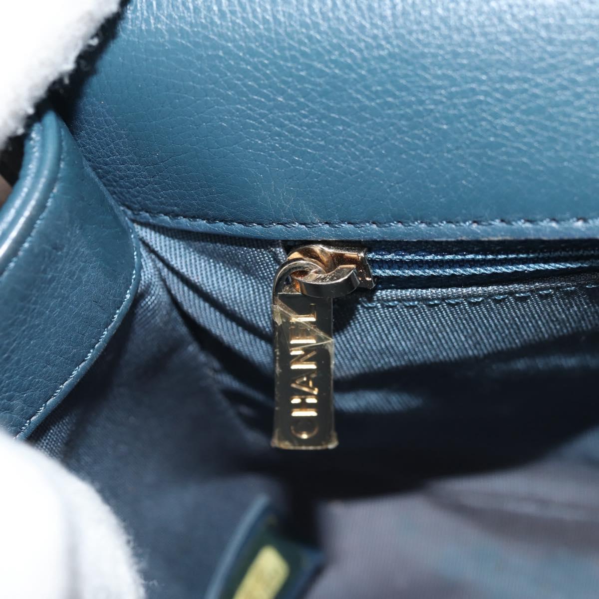 CHANEL Matelasse 20 Chain Shoulder Bag Caviar Skin Blue Gold CC Auth 143659AM