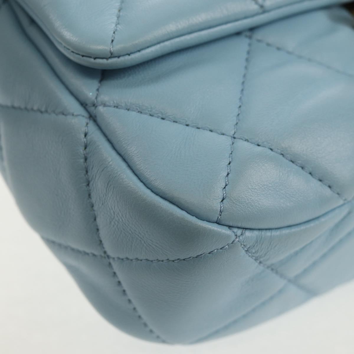 CHANEL Matelasse Chain Shoulder Bag Lamb Skin Light Blue Gold CC Auth 143660SAM