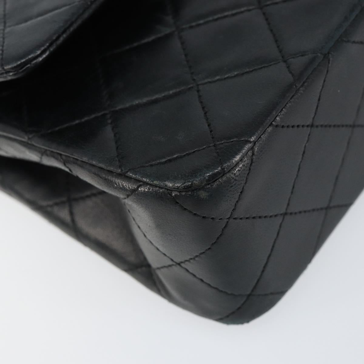 CHANEL Matelasse 23 Chain Shoulder Bag Lamb Skin Black Gold CC Auth 143662AV