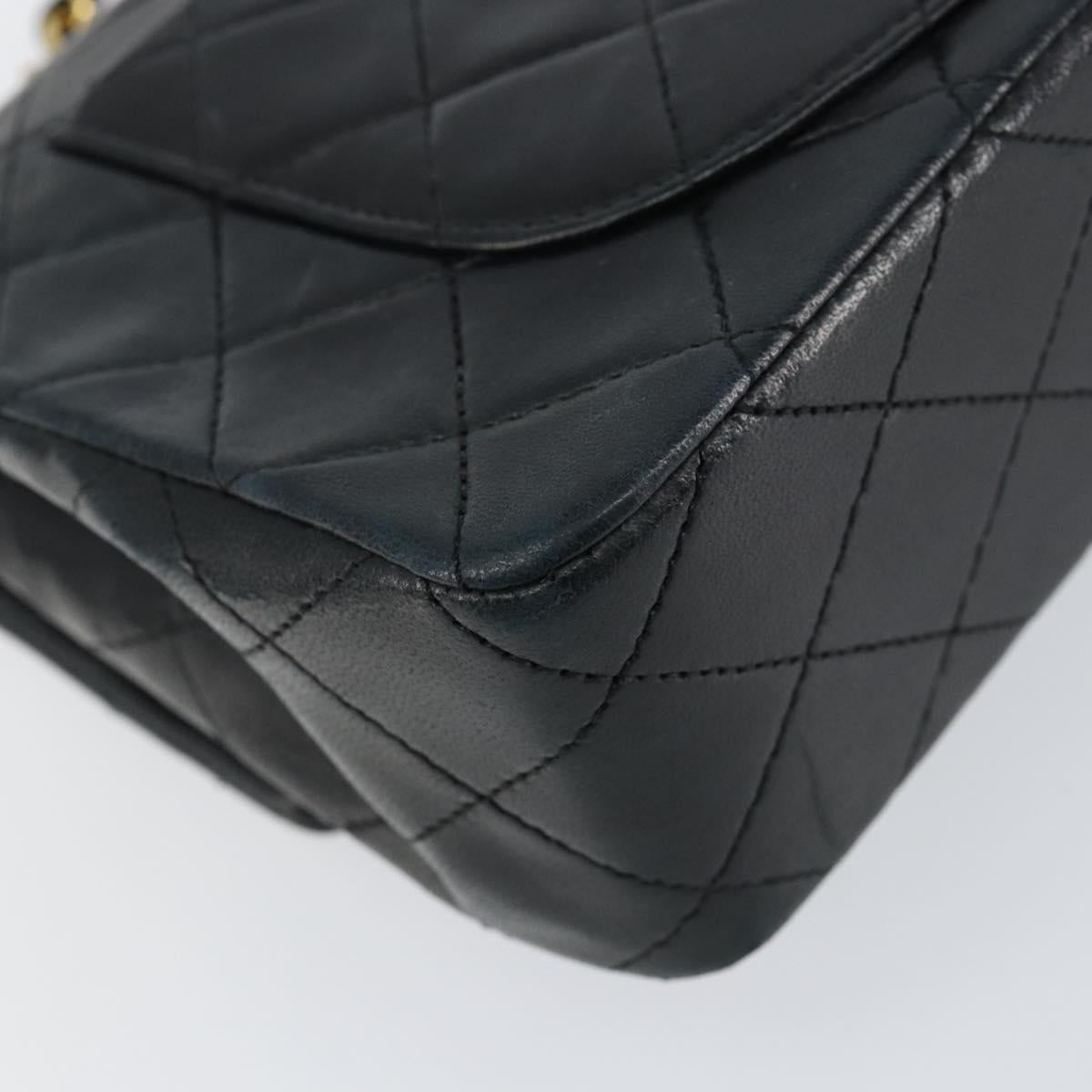 CHANEL Matelasse 23 Chain Shoulder Bag Lamb Skin Black Gold CC Auth 143662AV