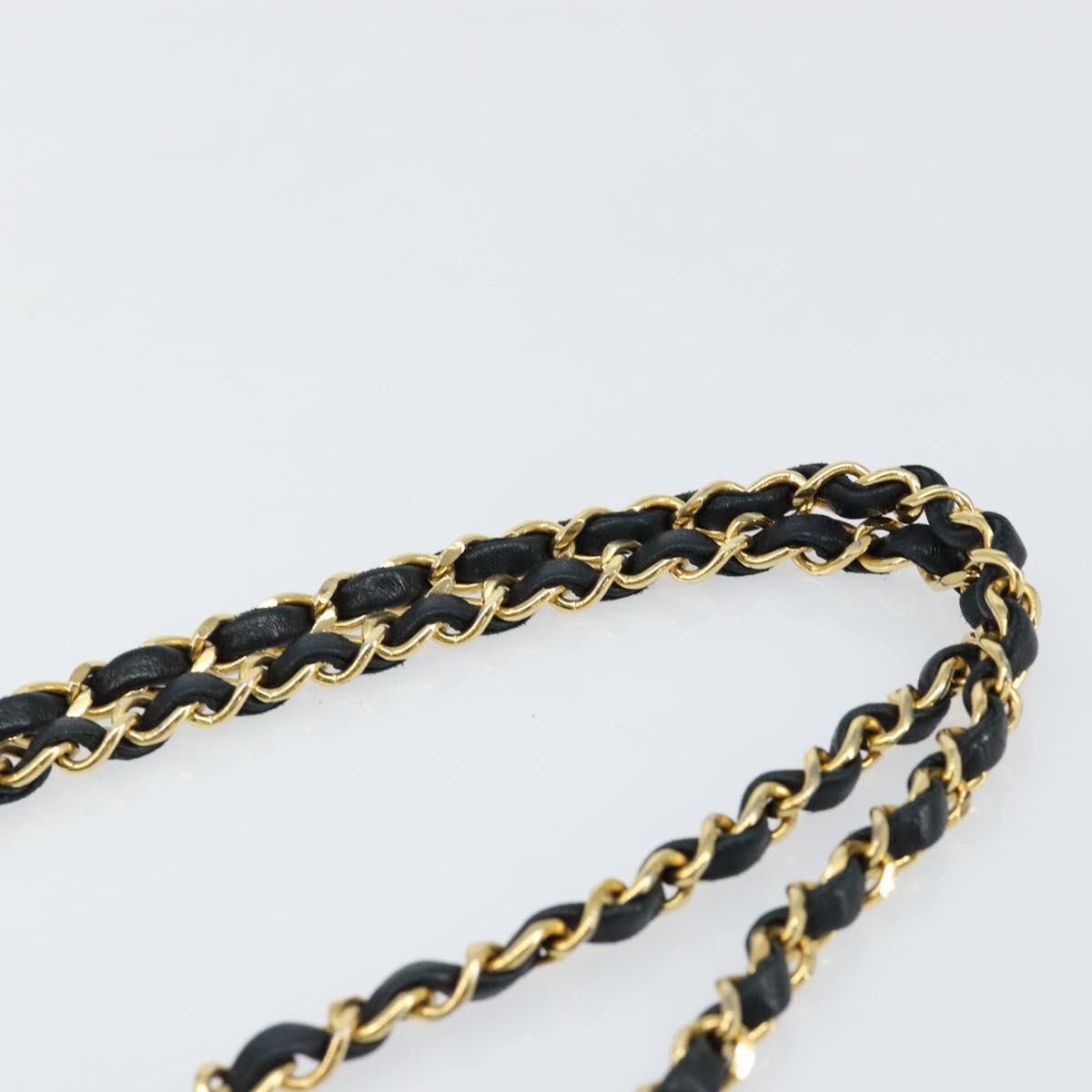 CHANEL Matelasse 23 Chain Shoulder Bag Lamb Skin Black Gold CC Auth 143662AV