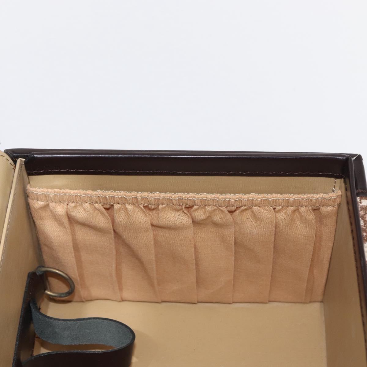 Christian Dior Trotter Canvas Vanity Hand Bag Beige Gold Auth 143663V