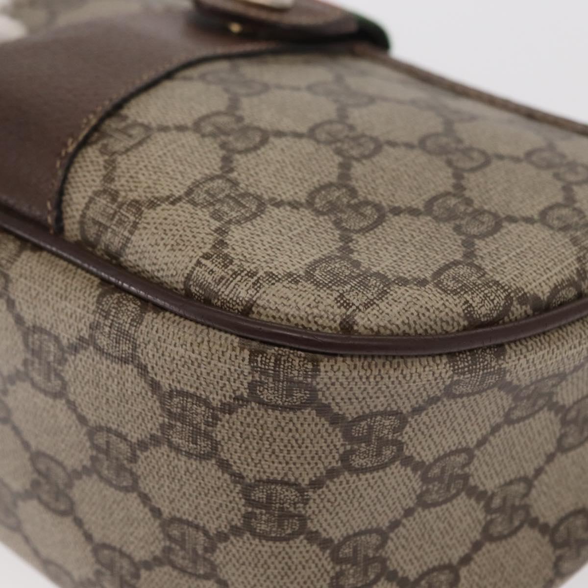 GUCCI GG Supreme Web Sherry Line Bag PVC Beige Gold 89 02 032 Auth 143664