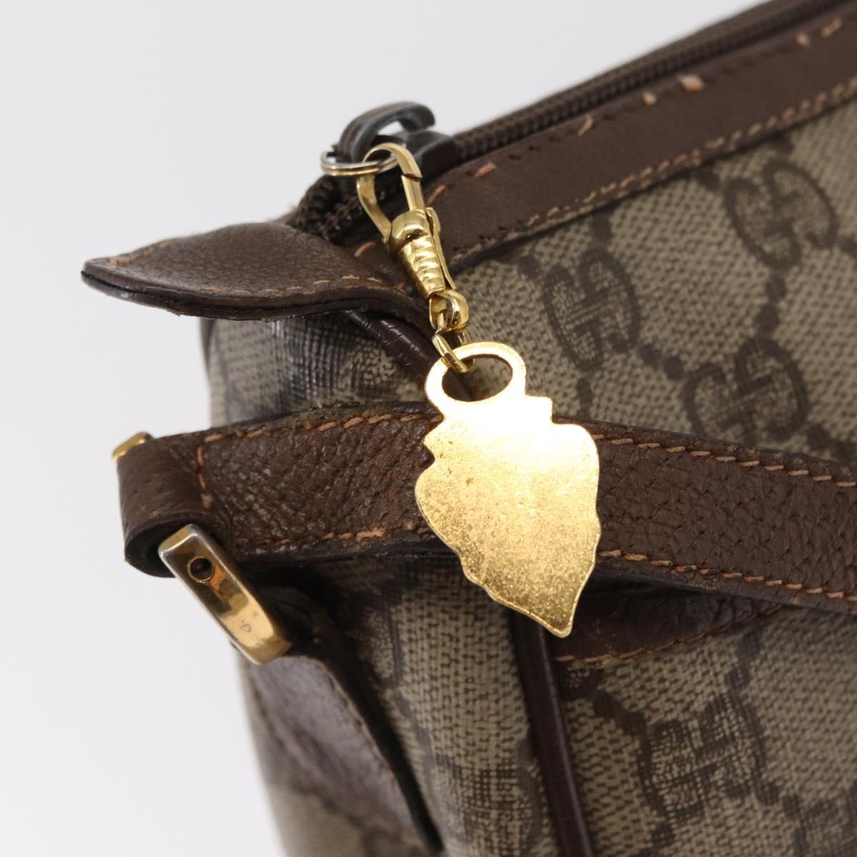 GUCCI GG Supreme Web Sherry Line Bag PVC Beige Gold 89 02 032 Auth 143664