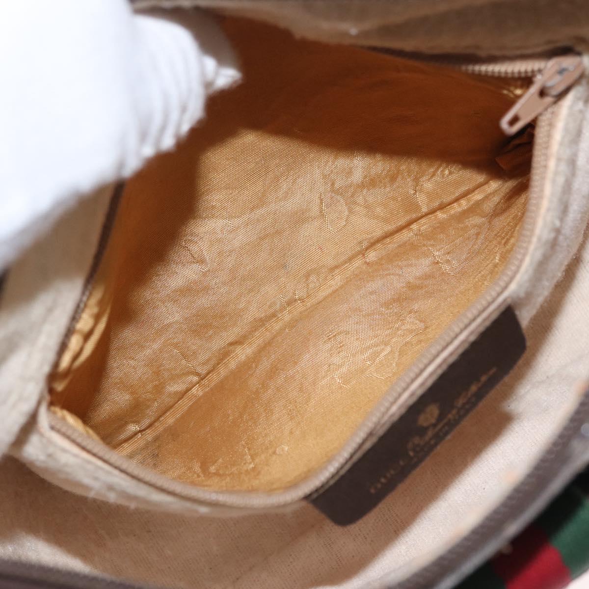 GUCCI GG Supreme Web Sherry Line Bag PVC Beige Gold 89 02 032 Auth 143664