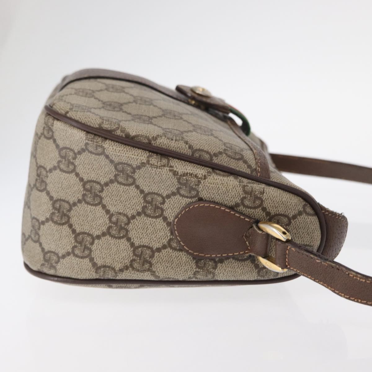 GUCCI GG Supreme Web Sherry Line Bag PVC Beige Gold 89 02 032 Auth 143664