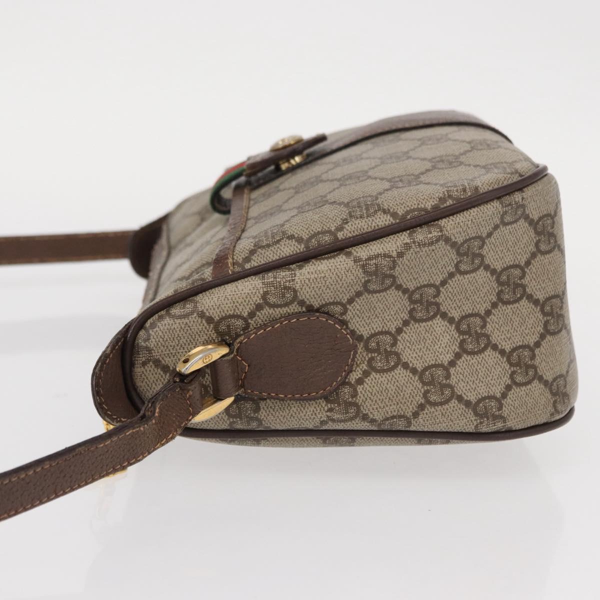 GUCCI GG Supreme Web Sherry Line Bag PVC Beige Gold 89 02 032 Auth 143664