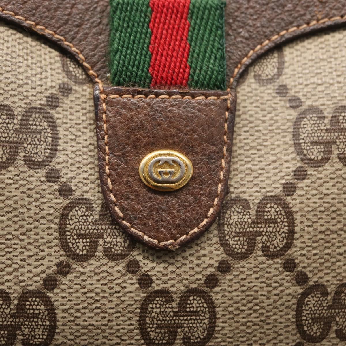 GUCCI GG Supreme Web Sherry Line Bag PVC Beige Gold 156 02 066 Auth 143665