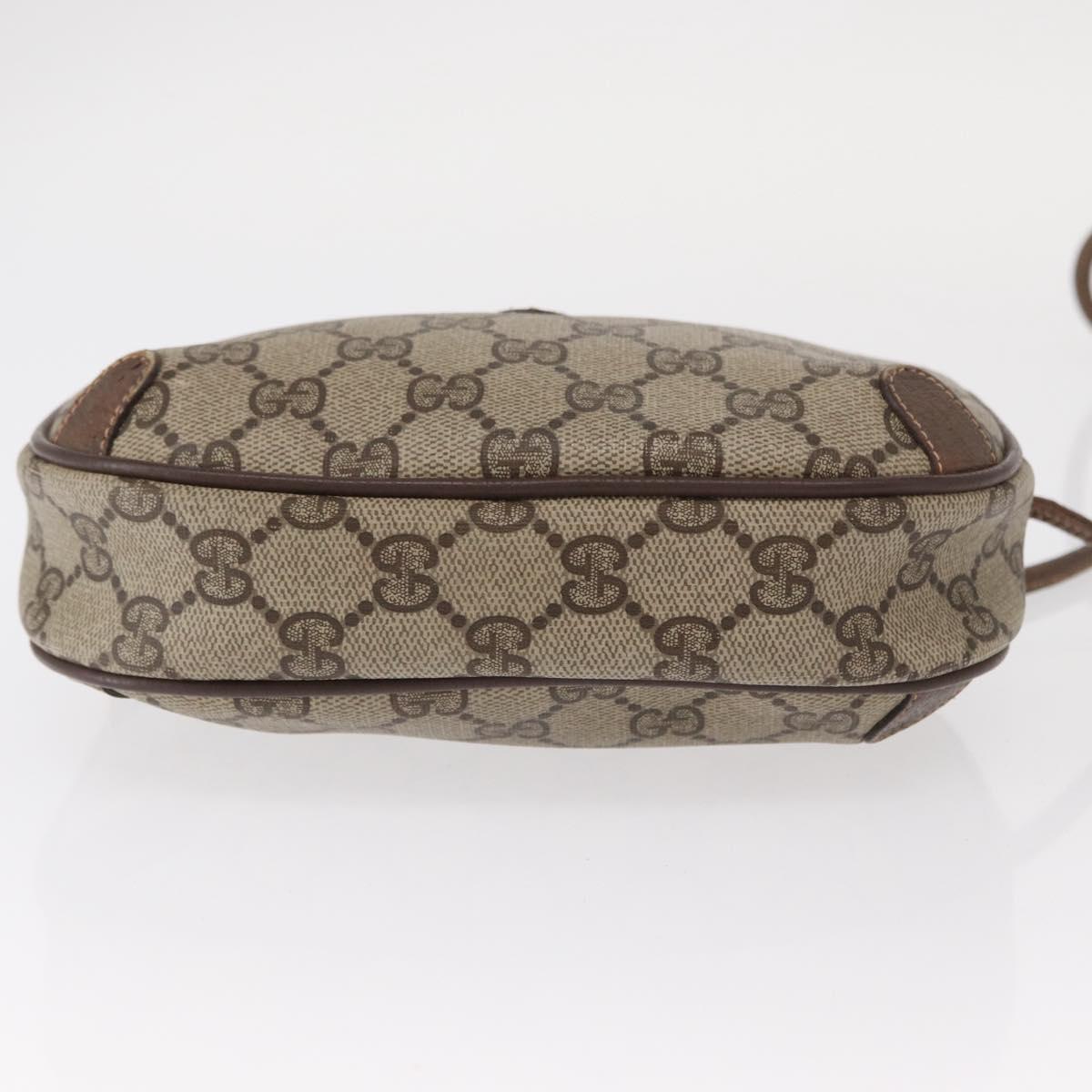 GUCCI GG Supreme Web Sherry Line Bag PVC Beige Gold 156 02 066 Auth 143665