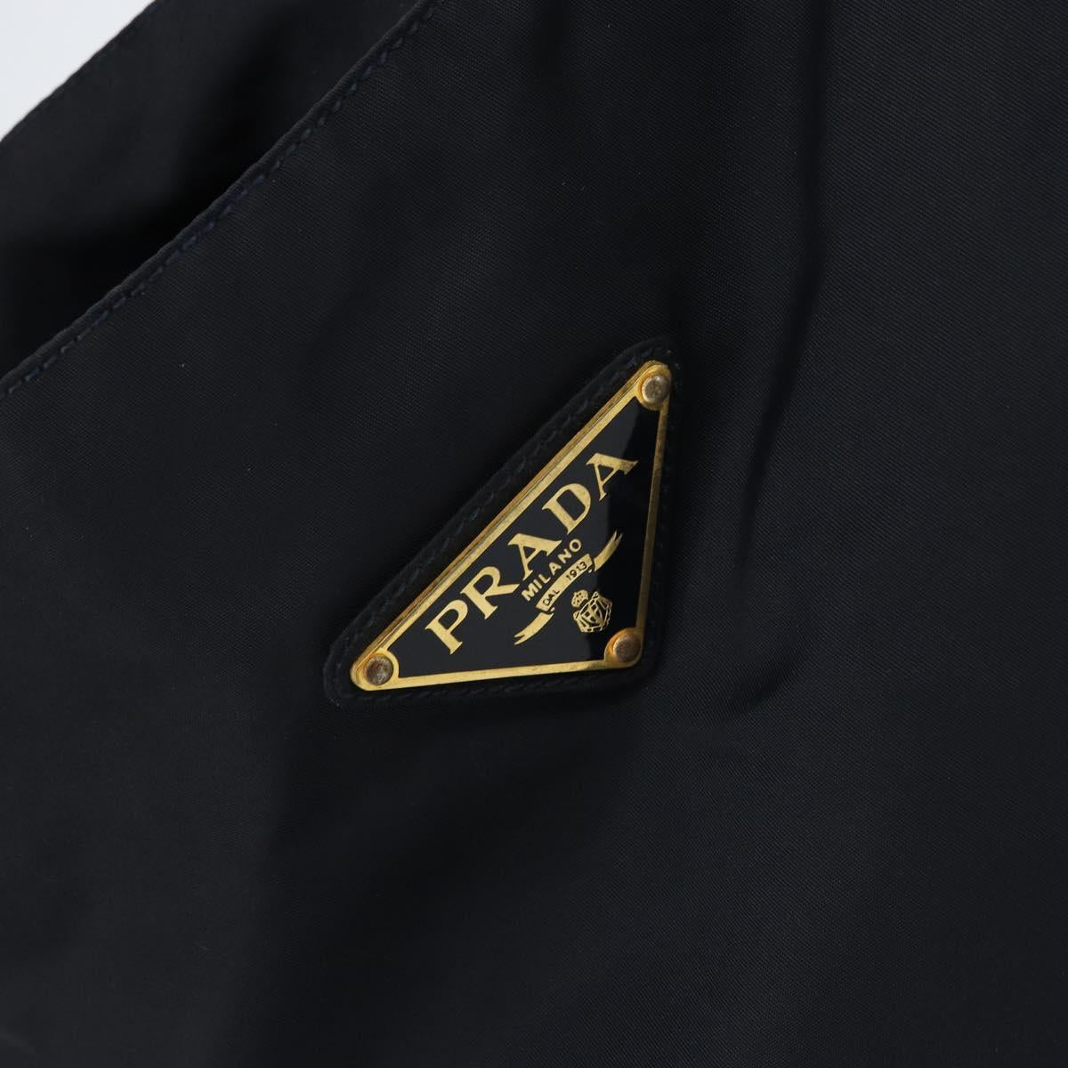 PRADA Shoulder Bag Nylon Navy Gold Auth 143666