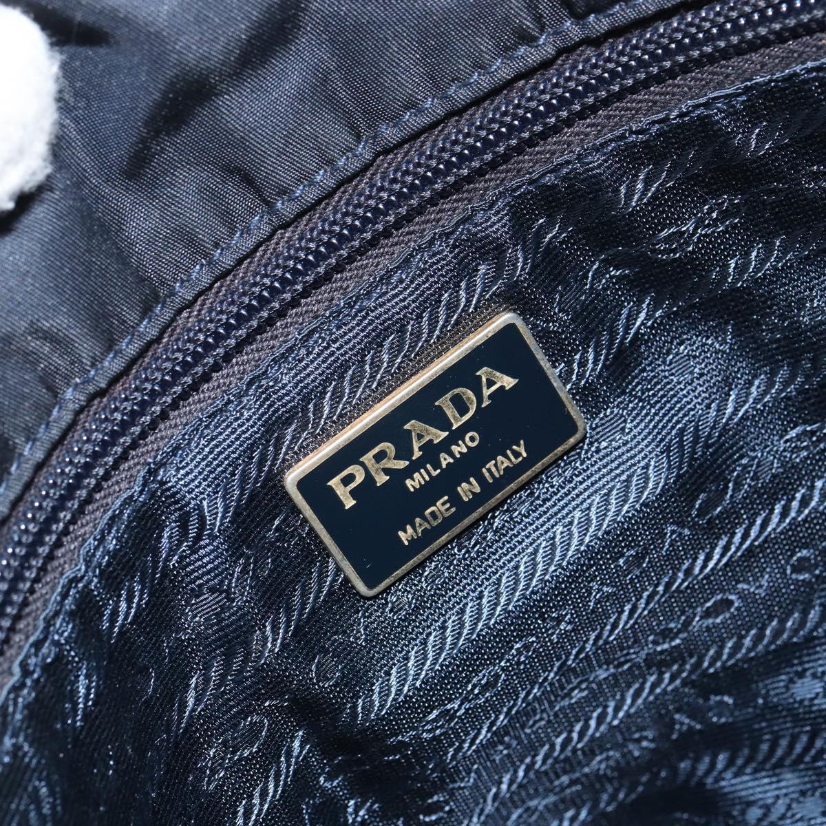 PRADA Shoulder Bag Nylon Navy Gold Auth 143666