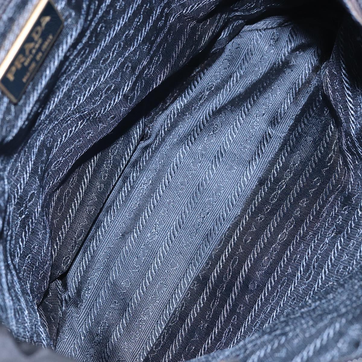 PRADA Shoulder Bag Nylon Navy Gold Auth 143666