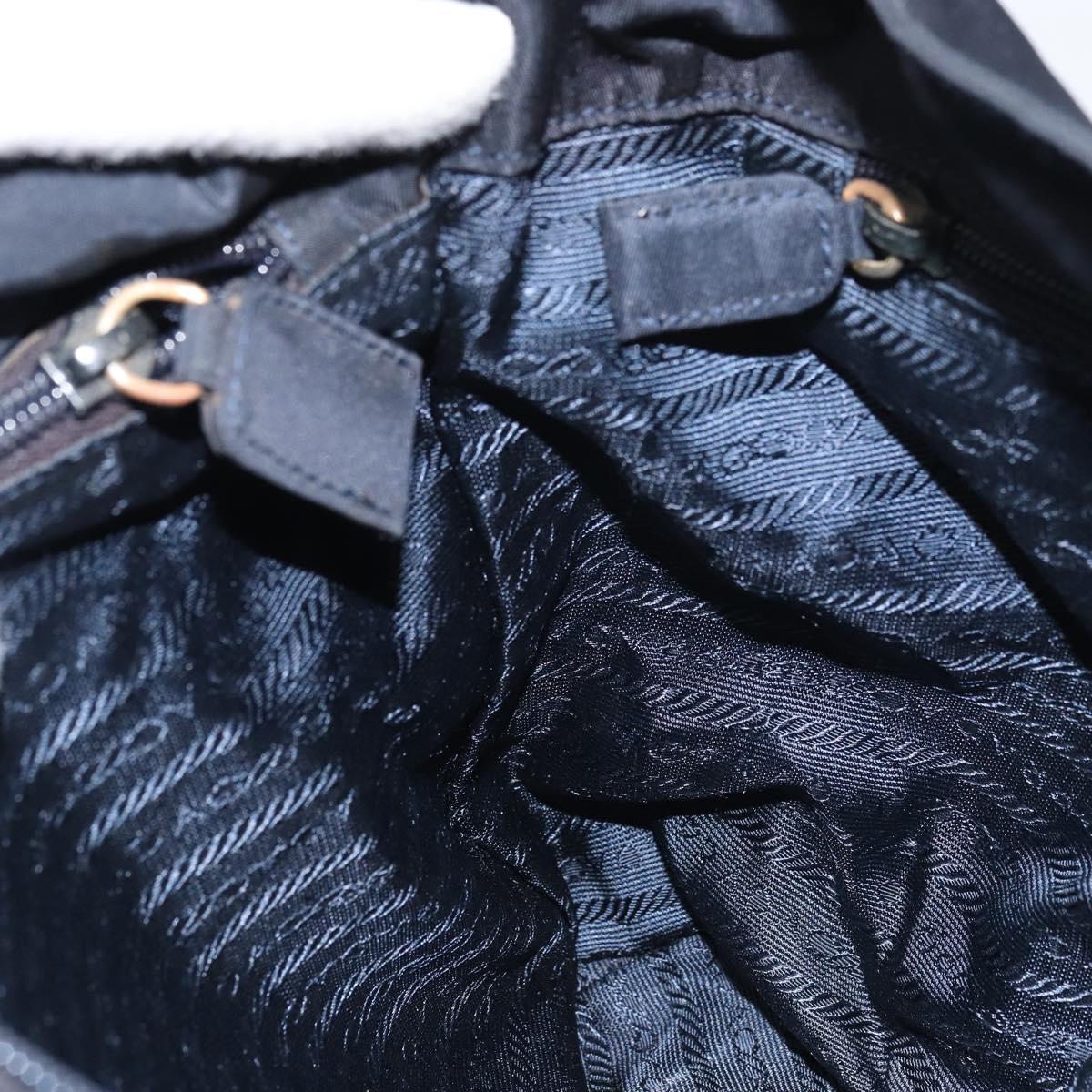 PRADA Shoulder Bag Nylon Navy Gold Auth 143666