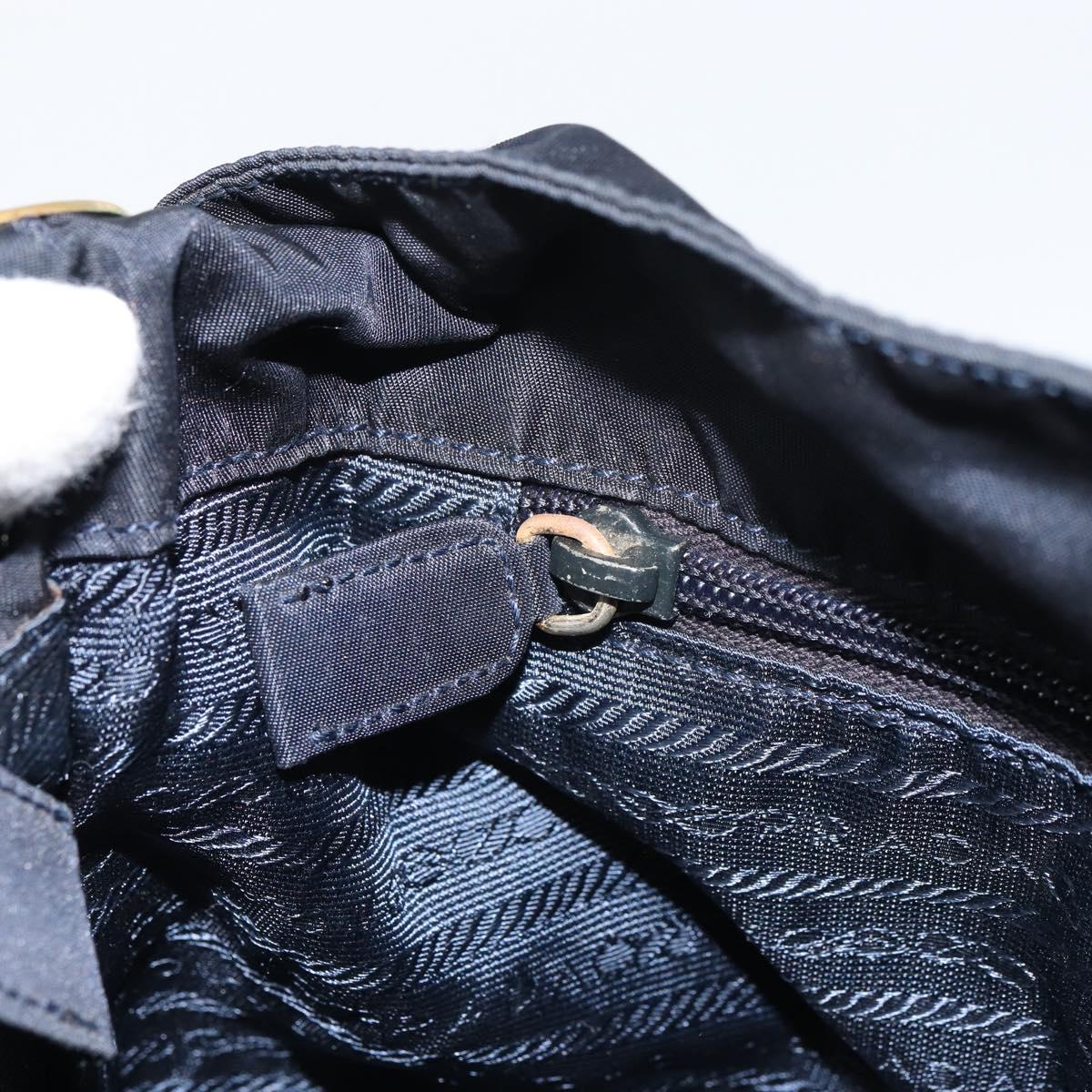PRADA Shoulder Bag Nylon Navy Gold Auth 143666