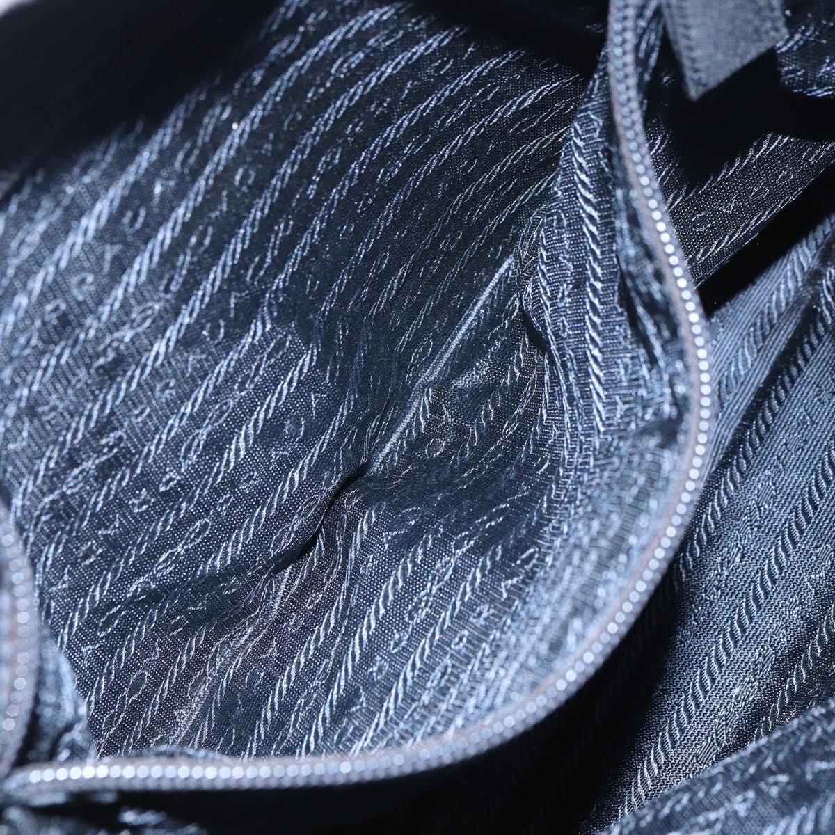 PRADA Shoulder Bag Nylon Navy Gold Auth 143666