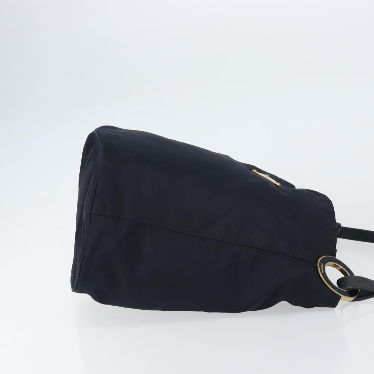 PRADA Shoulder Bag Nylon Navy Gold Auth 143666