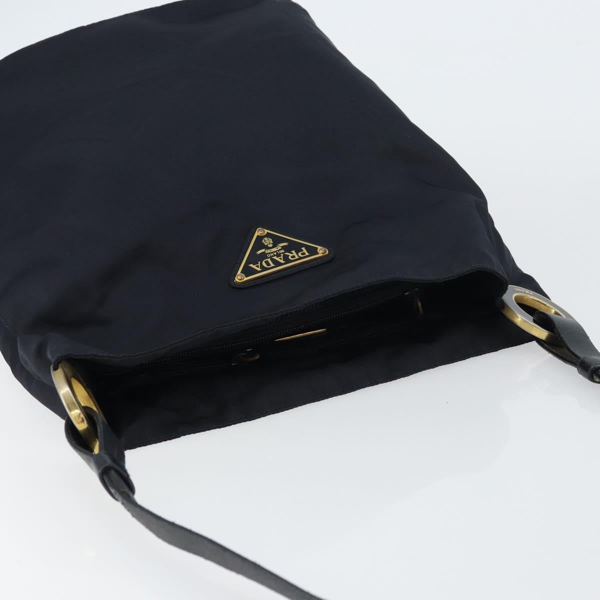 PRADA Shoulder Bag Nylon Navy Gold Auth 143666