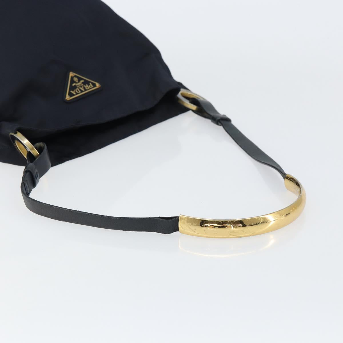 PRADA Shoulder Bag Nylon Navy Gold Auth 143666