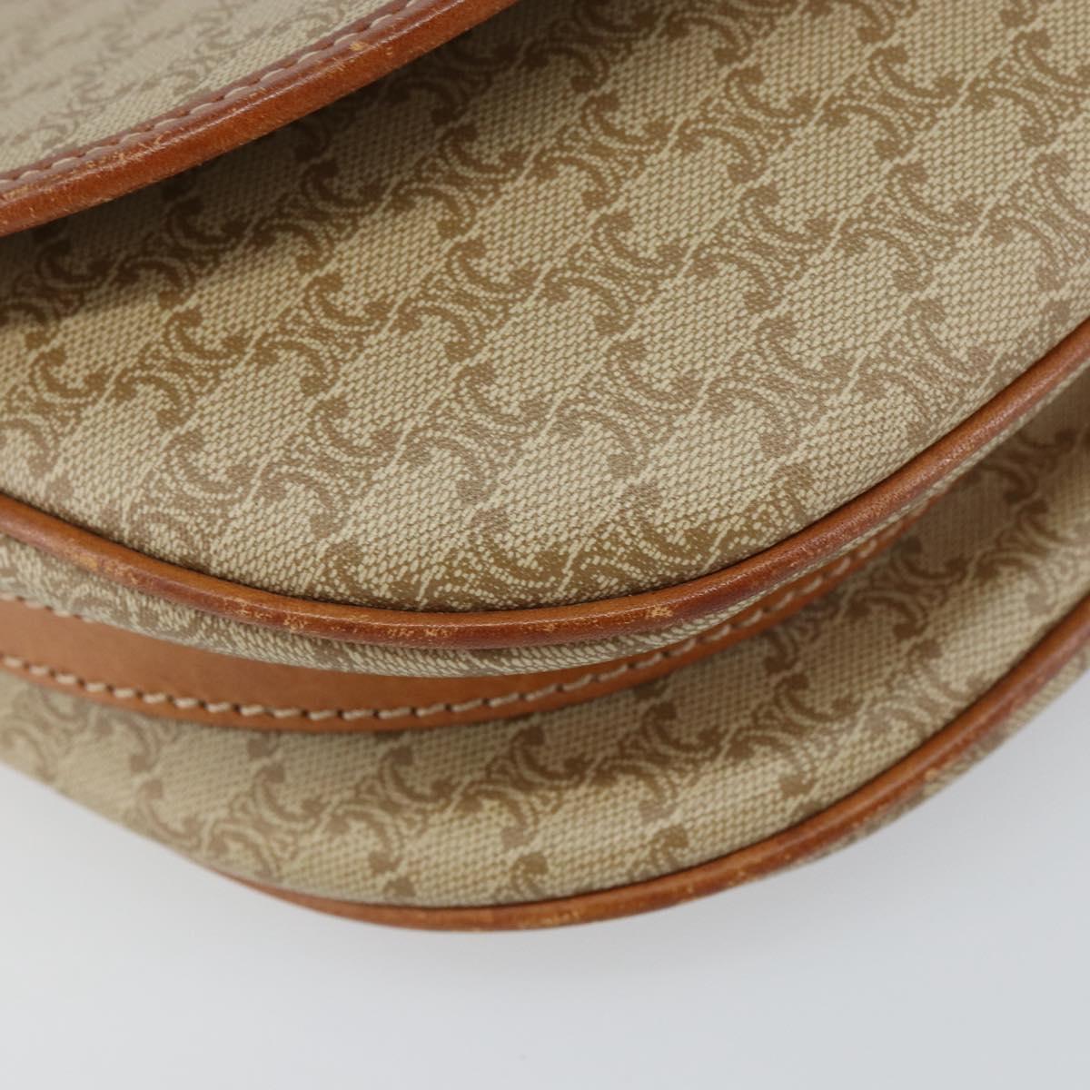 CELINE Macadam Canvas Shoulder Bag PVC Beige Gold Auth 143671