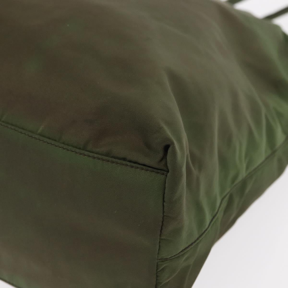 PRADA Shoulder Bag Nylon Khaki Silver Auth 143672