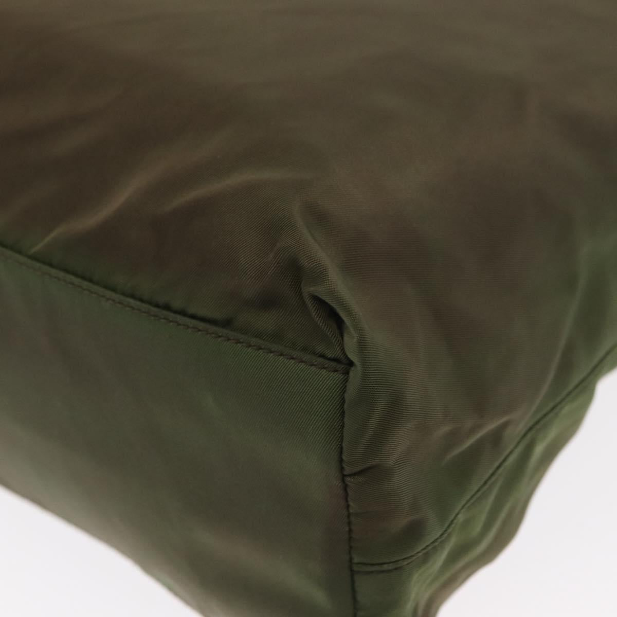 PRADA Shoulder Bag Nylon Khaki Silver Auth 143672