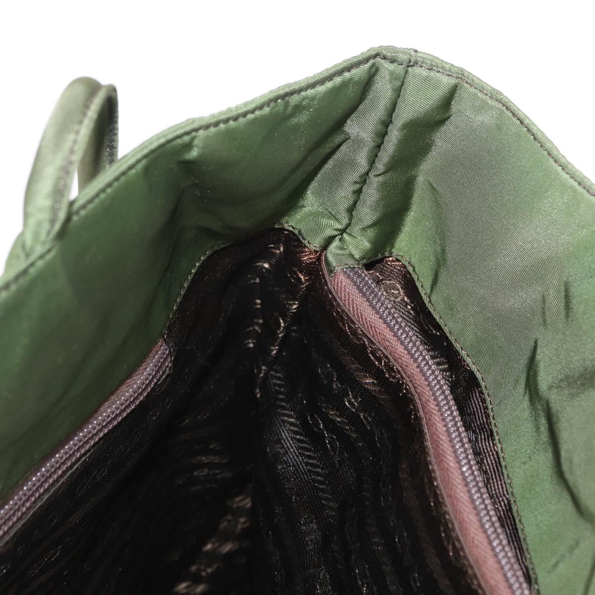PRADA Shoulder Bag Nylon Khaki Silver Auth 143672