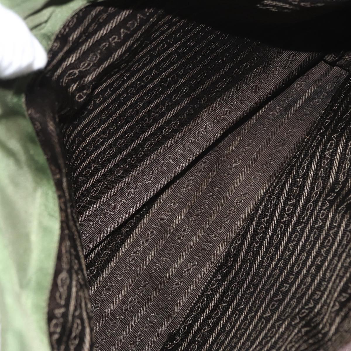 PRADA Shoulder Bag Nylon Khaki Silver Auth 143672